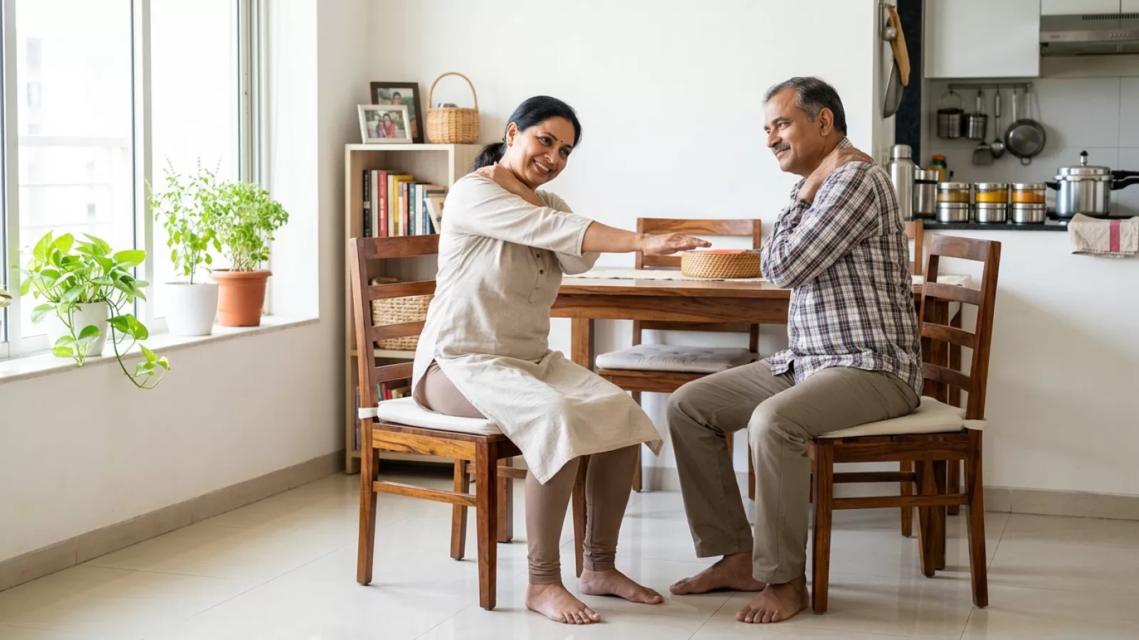 Chair and Gentle Movement Exercises for Indian Adults Working Night Shifts at Home